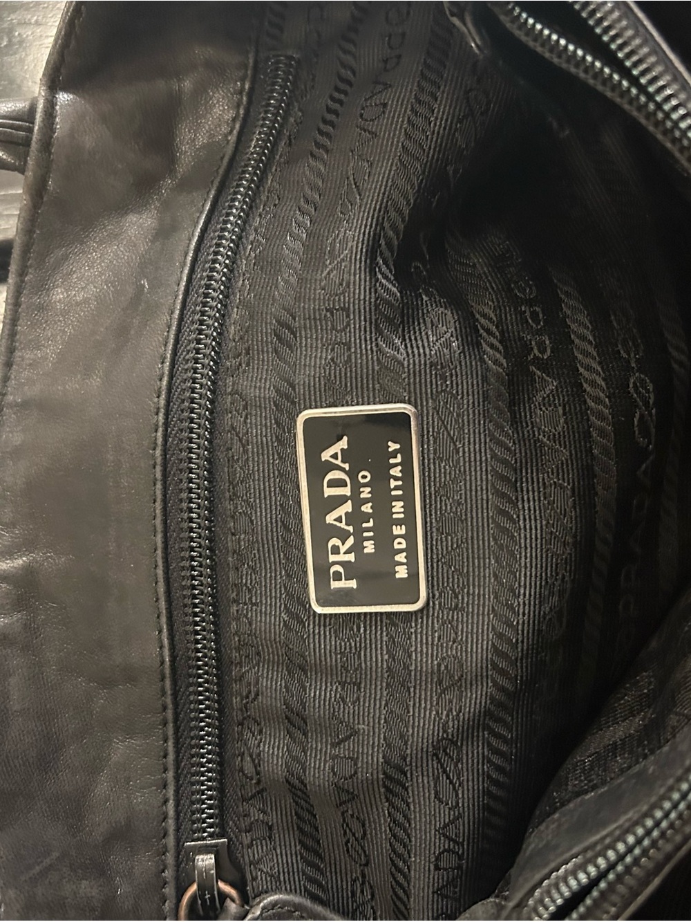 Prada Black Leather Satchel with Triangle Logo - Picture 8 of 8
